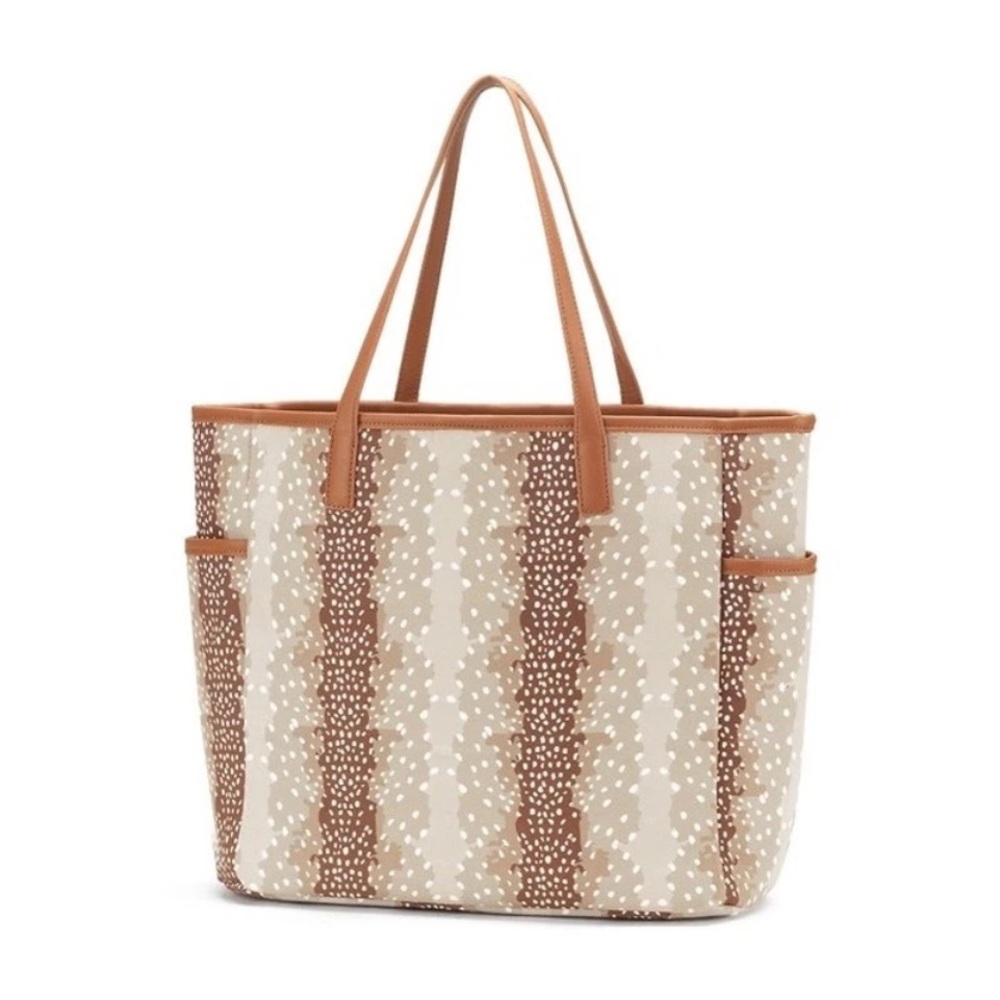 Stylish Tan and Cream Tote Bag